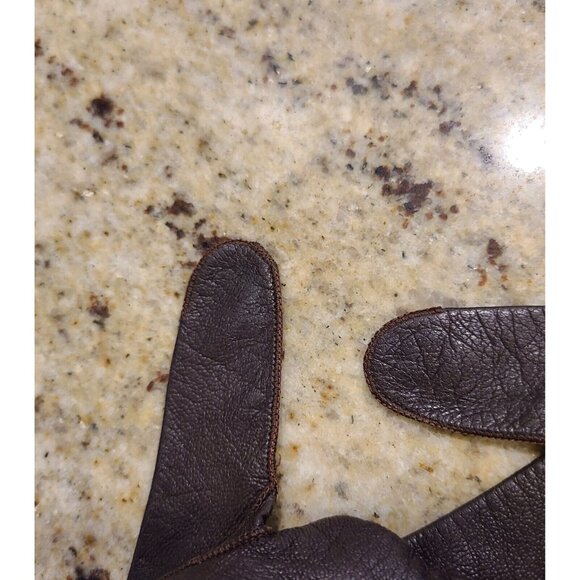 Vintage Size XS 5 3/4 Brown Soft Leather Formal 10" Long Gloves Scallop Edge - Picture 8 of 12